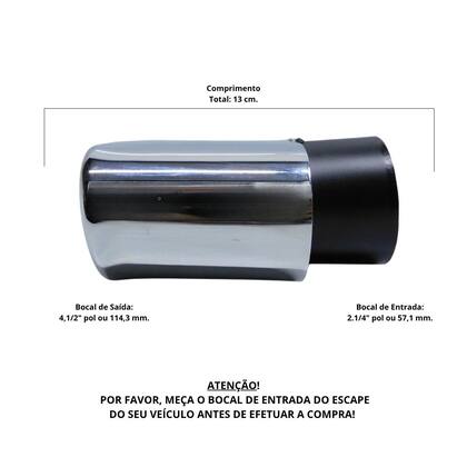 Imagem de Ponteira Escapamento Carro Aço Encaixe 2.1/4" Polegadas Oval