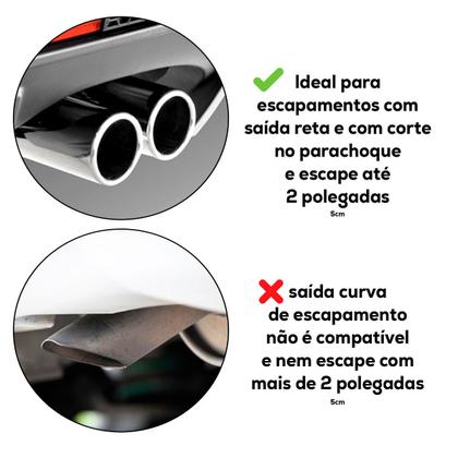 Imagem de Ponteira Escapamento Preto Tuning Esportivo Carro Universal Fixação Alumínio Veicular Automotivo