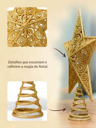 Imagem de Ponteira Estrela Árvore De Natal 20cm Glitter Arabesco Linda