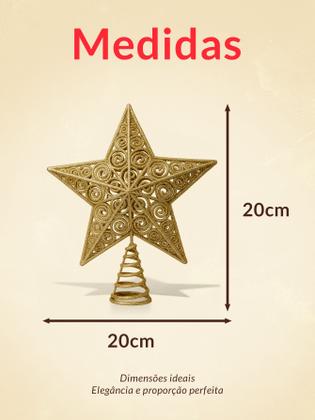 Imagem de Ponteira Estrela Árvore De Natal 20cm Glitter Arabesco Linda