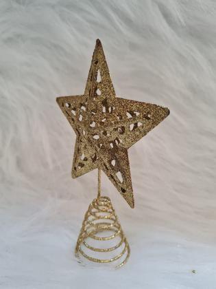 Imagem de Ponteira P/ Árvore De Natal Estrela Vazada Gold Ouro 15x10cm