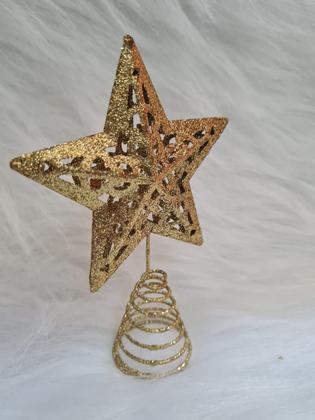 Imagem de Ponteira P/ Árvore De Natal Estrela Vazada Gold Ouro 15x10cm