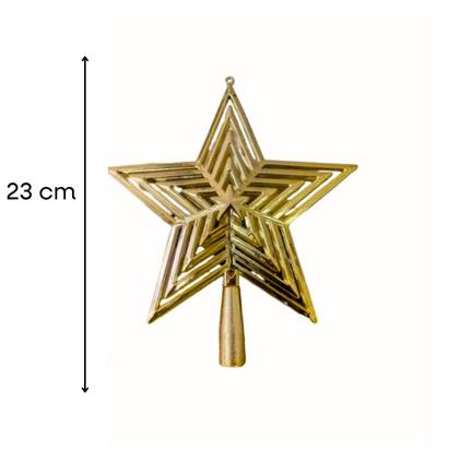 Imagem de Ponteira Para Arvore 23cm Com Glitter Dourado