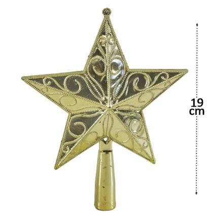 Imagem de Ponteira para Arvore Natal Estrela Arabesco 19cm - DOURADO