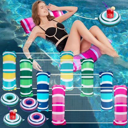 Imagem de Pool Float Hammocks Zcaukya, 4 pacotes para adultos com porta-copos