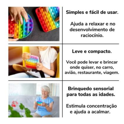 Imagem de Popit QUADRADO POP it Apertar bolinha Antistress fidget silicone lavável - Darama