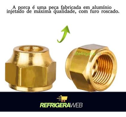 Imagem de Porca Curta Forjada 1/4 Sae Flange Geladeira Ar Condicionado