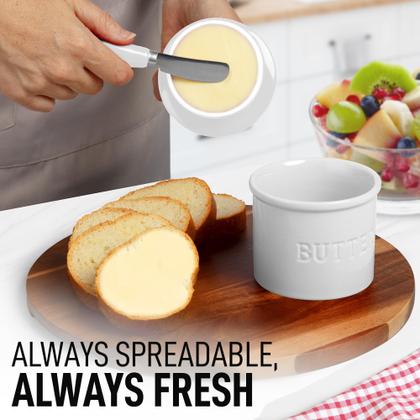 Imagem de Porcelana Butter Crock Zulay para Cozinha - com Tampa e Faca Branca