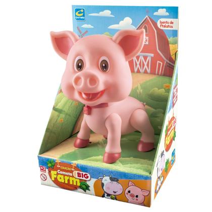 Imagem de Porco Porquinho Grande 21cm Em Vinil Macio Animais Da Fazenda Infantil Coleção Big Farm Cometa