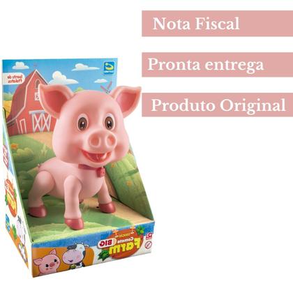 Imagem de Porco Porquinho Grande 21cm Em Vinil Macio Animais Da Fazenda Infantil Coleção Big Farm Cometa