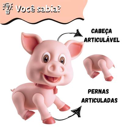 Imagem de Porco Porquinho Grande 21cm Em Vinil Macio Animais Da Fazenda Infantil Coleção Big Farm Cometa