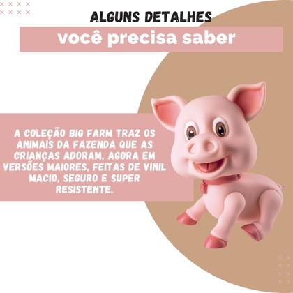 Imagem de Porco Porquinho Grande 21cm Em Vinil Macio Animais Da Fazenda Infantil Coleção Big Farm Cometa