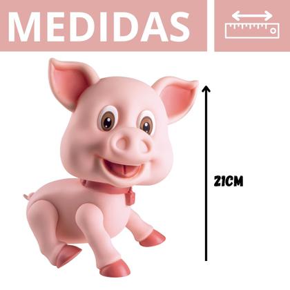 Imagem de Porco Porquinho Grande 21cm Em Vinil Macio Animais Da Fazenda Infantil Coleção Big Farm Cometa