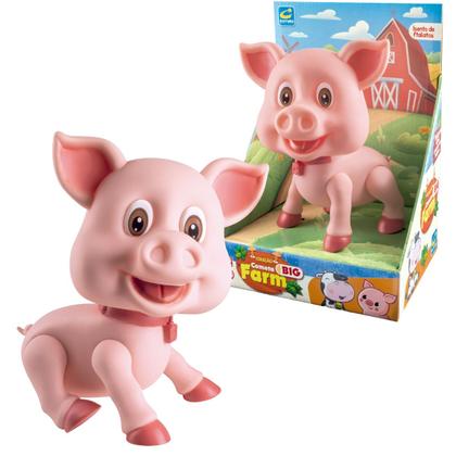 Imagem de Porco Porquinho Grande 21cm Em Vinil Macio Animais Da Fazenda Infantil Coleção Big Farm Cometa