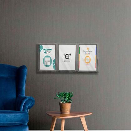 Imagem de Porta 3 Folhetos A6 Display Pix Qr Code Menu Balcão Expositor Comercial Restaurante Lobby