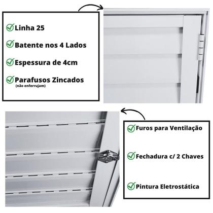 Imagem de Porta Alçapão Alumínio Branco Venezianas Ventiladas Linha