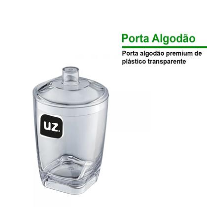 Imagem de Porta Algodão/Cotonete Translúcido Premium Design Sofisticado Com Tampa