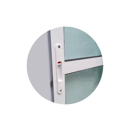 Imagem de Porta Balcão 2 Folhas Vidro Alumínio Branco Linha 25 Com Fechadura Brecorimo