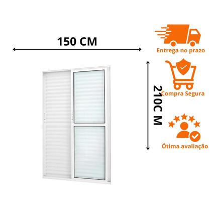 Imagem de Porta balcão 3 folhas 2.10x1.50 com trinco branco linha 20