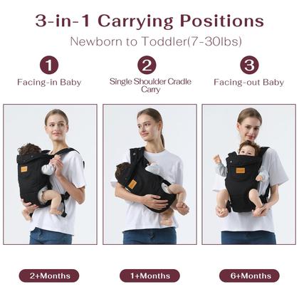 Imagem de Porta-Bebê Shiaon - Para Recém-Nascido (3,2 a 13,6 kg) - Preto