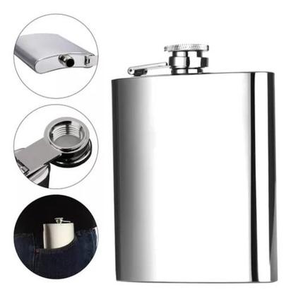 Imagem de Porta Bebida Cantil Inox Bolso Whisky Vodka Rum 230ml