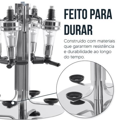 Imagem de Porta Bebidas Dispenser Dosador Giratório 4 Garrafas Inox