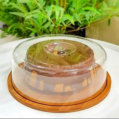 Imagem de Porta Bolo Bambu com Tampa Acrílico 27,5 x 9cm