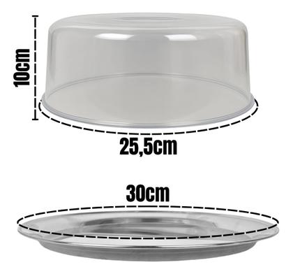 Imagem de Porta Bolo Inox Com Tampa Transparente E Base 26cm