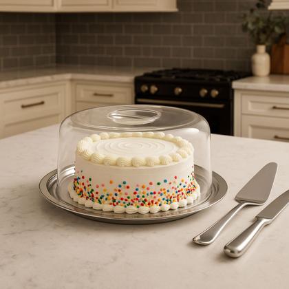 Imagem de Porta Bolo Inox Com Tampa Transparente E Base 26cm