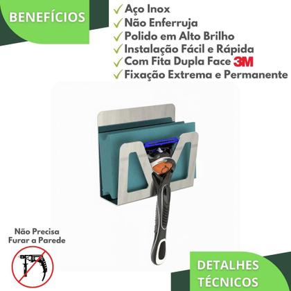 Imagem de Porta Bucha De Banho E Gillette Inox Adesivo ELG