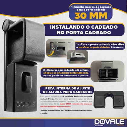 Imagem de Porta Cadeado Dovale N.1 - 34 X 33 - Preto p/ cadeado 30 MM