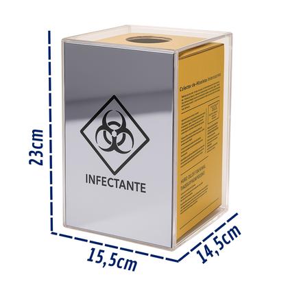 Imagem de Porta Caixa Coletora Descarpack 3L Parede Mesa Balcão Resíduos Infectantes Descarte Biológicos