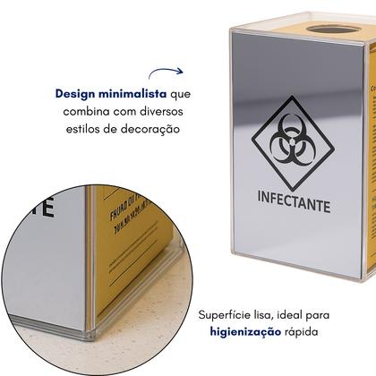 Imagem de Porta Caixa Coletora Descarpack 3L Parede Mesa Balcão Resíduos Infectantes Descarte Biológicos