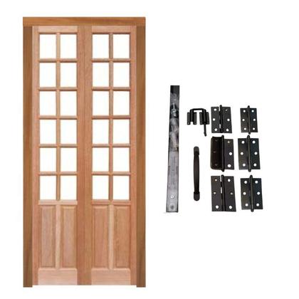 Imagem de Porta Camarão Completa 02 Almofadas p/ 12 Vidros Kit Preto 92x210cm em Madeira Maciça Cedro Arana