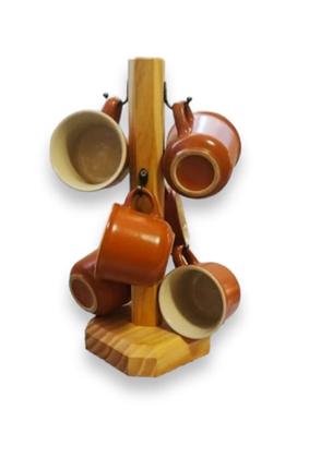 Imagem de Porta Caneca Natural 6 Ganchos Xicaras Café Chá