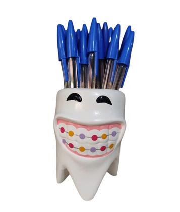 Imagem de Porta Caneta Lapis Formato De Dente Kit Com 2 Peças Ceramica