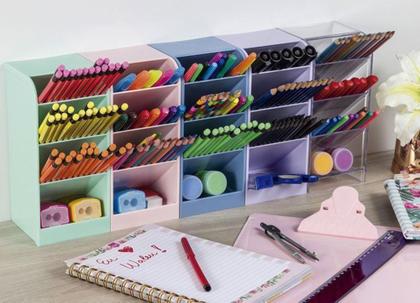 Imagem de Porta Caneta Lápis Treco Organizador Dial sa Vertical Horizontal Multiuso Escritório - lilas - waleu