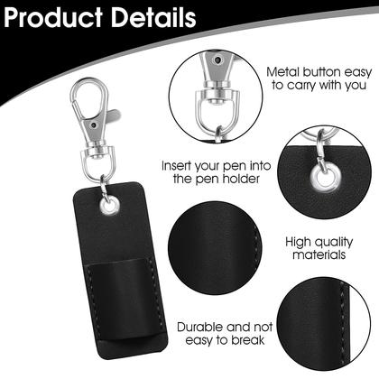 Imagem de Porta-canetas para cordão AOZUO Portátil de Couro PU, 4 peças pretas