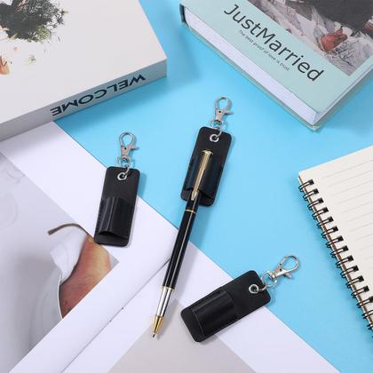 Imagem de Porta-canetas para cordão AOZUO Portátil de Couro PU, 4 peças pretas