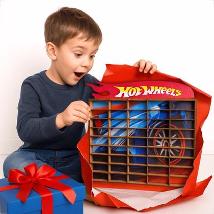 Porta Carrinhos Hot Wheels Expositor 50 Carrinhos Madeira Mdf Colecionaveis - Grupo Paraiso MDF Imagem de Porta Carrinhos Hot Wheels Expositor 50 Carrinhos Madeira Mdf Colecionaveis