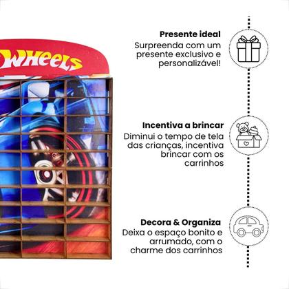 Porta Carrinhos Hot Wheels Expositor 50 Carrinhos Madeira Mdf Colecionaveis - Grupo Paraiso MDF Imagem de Porta Carrinhos Hot Wheels Expositor 50 Carrinhos Madeira Mdf Colecionaveis