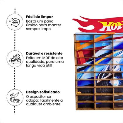 Porta Carrinhos Hot Wheels Expositor 50 Carrinhos Madeira Mdf Colecionaveis - Grupo Paraiso MDF Imagem de Porta Carrinhos Hot Wheels Expositor 50 Carrinhos Madeira Mdf Colecionaveis