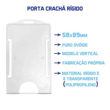 Imagem de Porta Cartão/Crachá Rígido Vertical Transparente - 50 Unidades