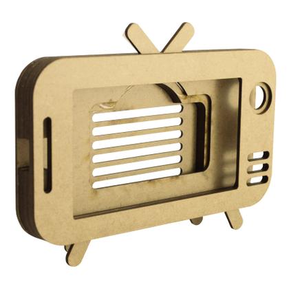 Imagem de Porta Celular e Amplificador Formato Televisão Laser Mdf Madeira