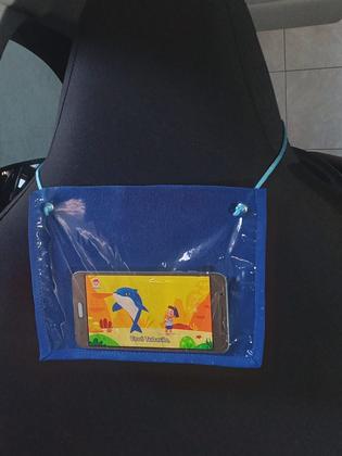 Imagem de Porta celular infantil veicular p/ banco traseiro do carro p/ passeio e viagens