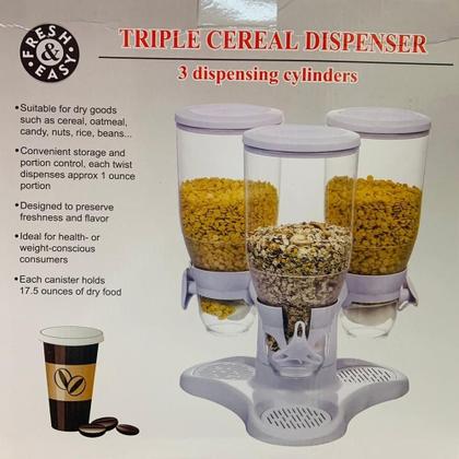 Imagem de Porta Cereal Giratório de Mesa com 3 Reservatórios Dispenser