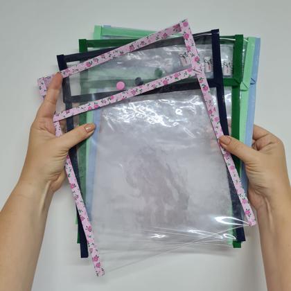 Imagem de Porta Certidão Pasta Documentos Plastificado Transparente Várias Cores