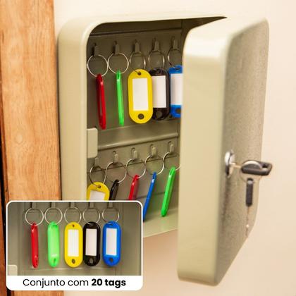 Imagem de Porta Chaves Armário Claviculário De 20 Chaves Com Chaveiros