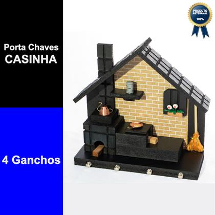 Imagem de Porta Chaves de Parede Casinha Mineira Artesanal G Bege