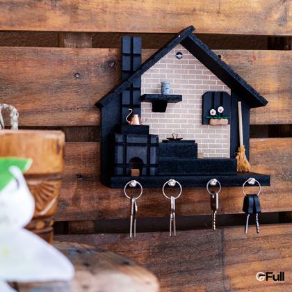 Imagem de Porta Chaves de Parede Casinha Mineira Artesanal G Bege